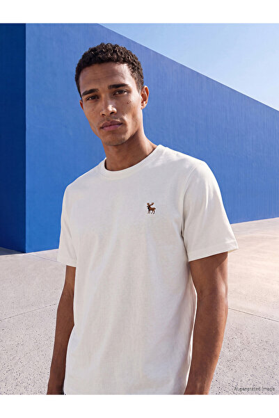 LC Waikiki Nevavm Men's T-Shirt with Oval Collar Embroidery