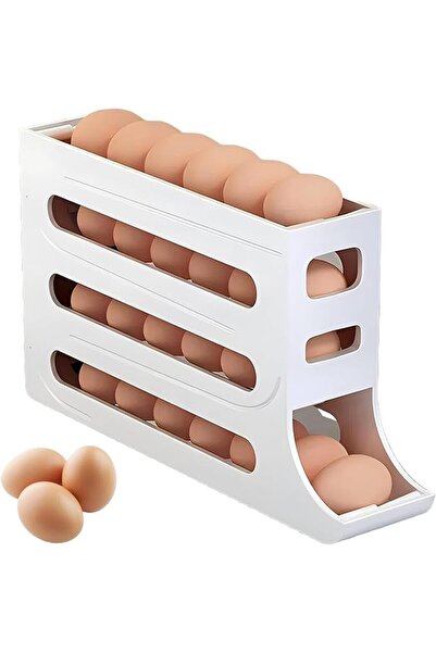 GENERAL Egg Tray Organizer - Auto Rolling Fridge Egg Holder, Space-Saving Dis...