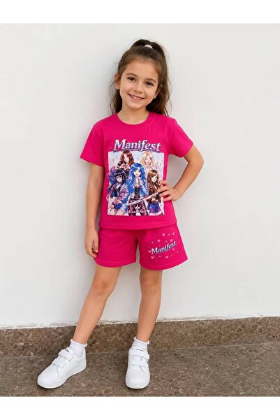 💜 Kız Çocuk Manifest Baskılı Şortlu Takım