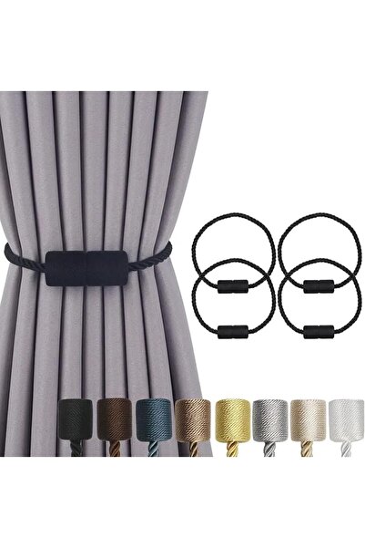 ToolHouse 4 Pack Magnetic Curtain Tiebacks – Rope Curtain Holders for Drapes,...