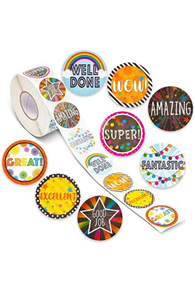 Arabest Teacher Stickers for Students,1000-Piece Multicolor Self-Adhesive Rol...