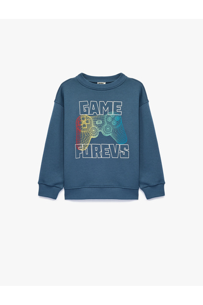 Koton Game-Themed Printed Long Sleeve Crew Neck Oversize Sweatshirt