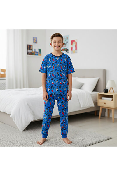 BONBON Children's Cute Monster Printed Blue Color 2-Piece Set Cb1062