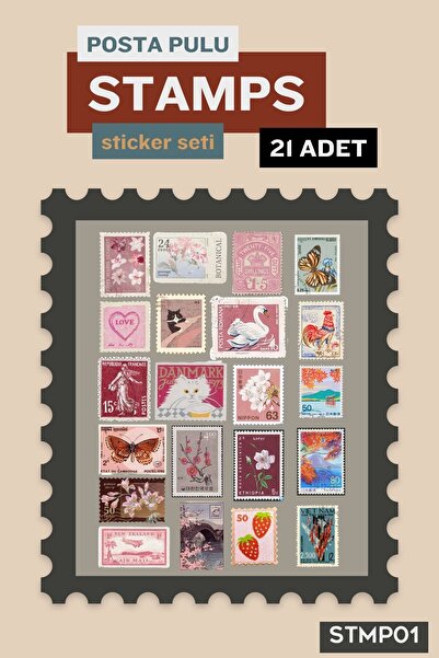 postercraft Retro Posta Pulu Çıkartma Seti - 21 Adet Hazır Journal & Ajanda S...