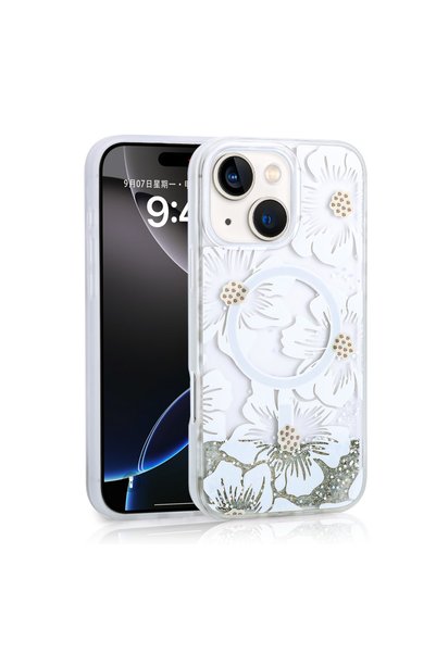 Kılıfist iPhone 15 Case Liquid Glitter Patterned Magsafe Camera Raised Silicone