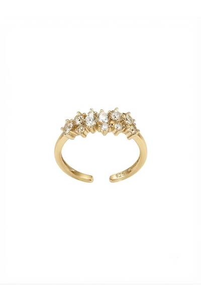 Lovera Jewellery 925 Ayar Gümüş Sertifikalı Asimetrik Işıltı Taşlı Yüzük Ayar...