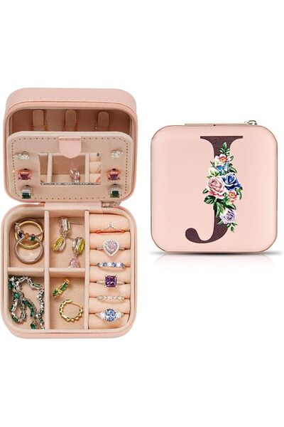 X SPRING Travel Jewelry Box, Compact 10x10x5cm Velvet Organizer Case with Mir...