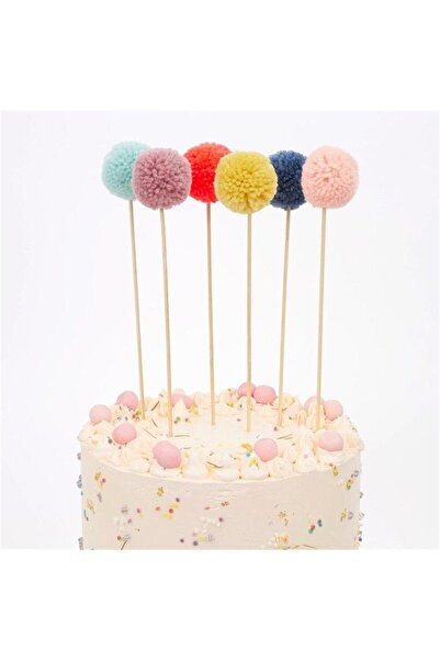 Meri Meri - Multi Pompom Cake Toppers - Çok Ponponlu Pasta Süsü