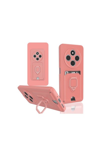 Redmi 14C Kılıf Zuma Kartvizitli Yüzüklü Silikon - Pembe