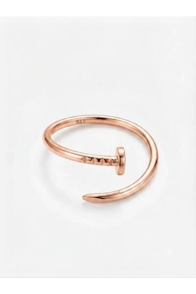 Lovera Jewellery 925 Ayar Gümüş Sertifikalı Çivi Yüzük Ayarlanabilir Boy Kadı...