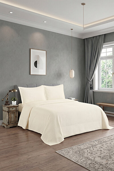 aytunç Cream Single Bedspread with Pillowcase 180X240Cm