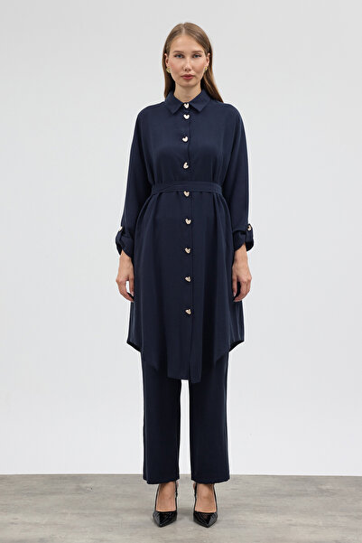 VAVİNOR Heart Buttoned Trouser Suit - Navy Blue