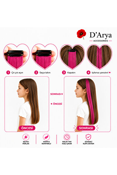 Darya D’Arya Snap-On Colorful Hairpiece 40-50 cm Children Young Women Hair Ac...