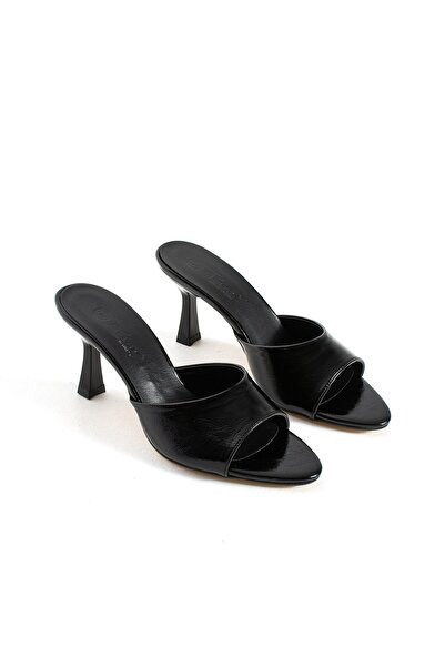TİVANA Women's Daily Classic Thin Heeled Slippers Esta - Black