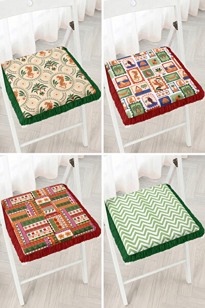 Realhomes Tiger and Tropical Leaf Patterned Patchwork 4-Piece Fringed Zippere...