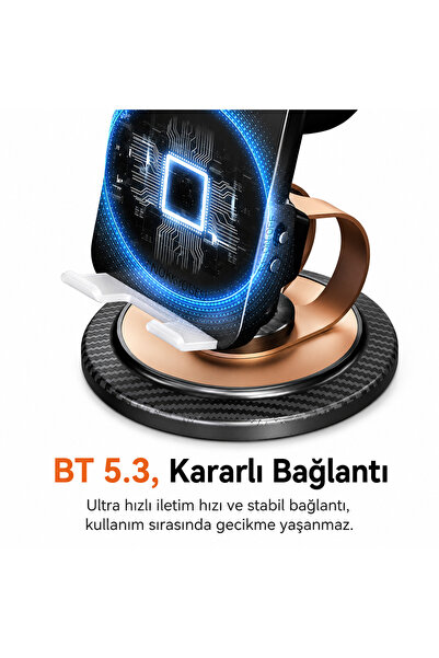 qasul Bluetooth 5.3 Hoparlörlü & Bluetoothsuz Kullanımlı 360° Döner Telefon Tablet Tutucu Stand
