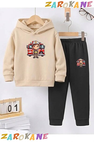 ZAROKANE Firefighter Children's Printed Winter Children's Hooded Cotton Insul...