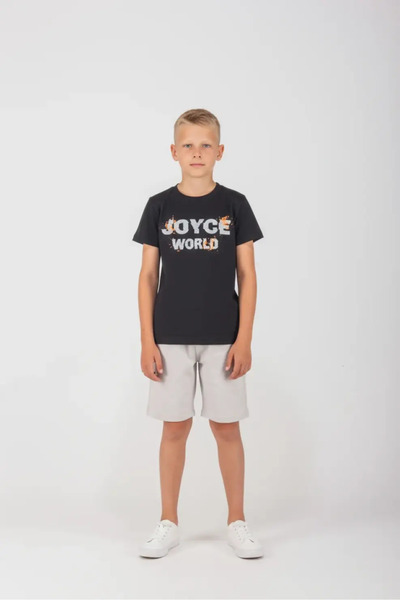 JOYCE Σετ βερμούδα αγόρι "World" μαύρο
