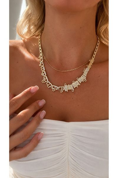 GLARE JEWELRY CO قلادة من الفولاذ المقاوم للصدأ بتصميم حجر الزركون ماركة مودي...