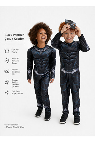 miço kids Kids Black Panther Superhero Costume Full Length Jumpsuit