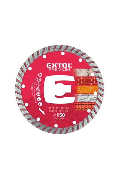 Extol Premium Disc diamantat Turbo 150 mm, EXTOL PREMIUM, tăiere uscată/umedă...
