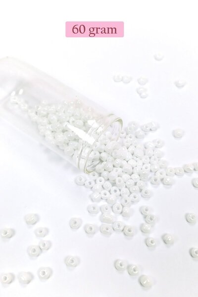 modi Bulk Glass Sand Beads Large Size (6/0) 4 mm - 60 Grams - Snow White - Bn...