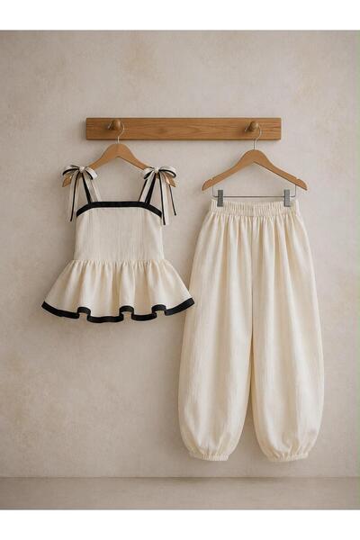 bohemiankids baby wear Devojčice: Bele lanene pantalone i kratki top