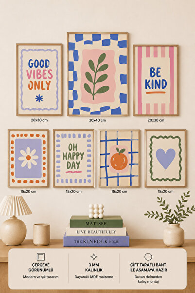 UNT Set de picturi moderne cu aspect de cadru, 7 piese |   Retro și Pop Art |...