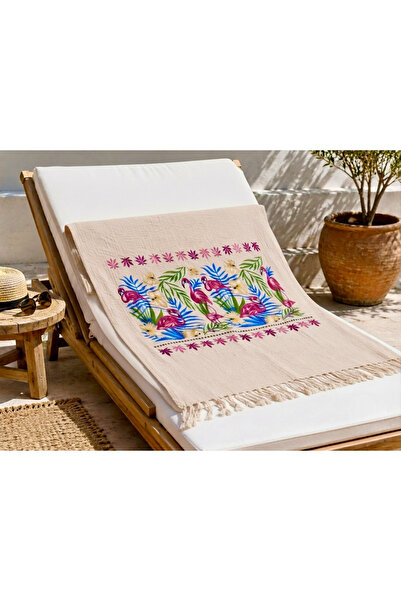 Zehra ana Flamingo Patterned, Tasseled Aesthetic Beach / Pool Towel and Decor...