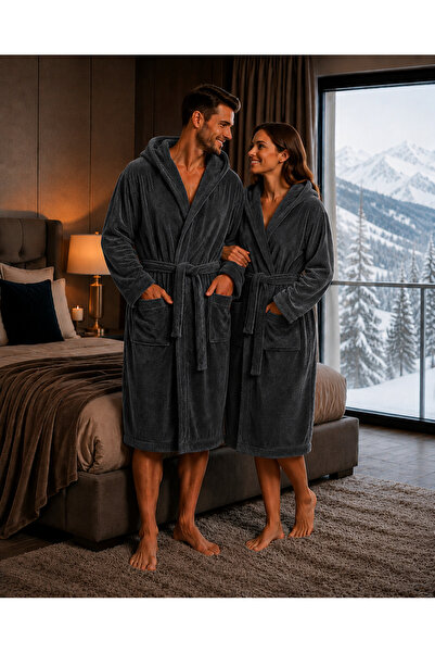 Packho Welsoft Unisex Sabahlık - Uzun Kapüşonlu Peluş - (1 Adet)
