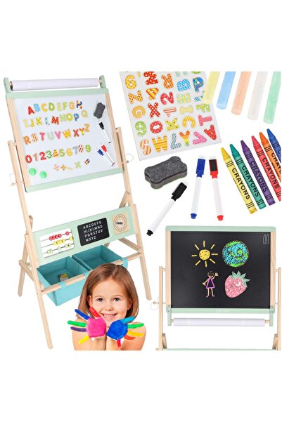 CIUPIGo Tabla magnetica pentru copii, 3 in 1, fata dubla, tabla de scris, cre...