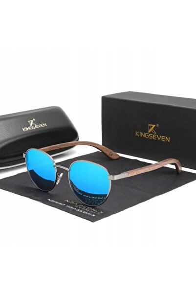 KINGSEVEN Ochelari de soare polarizati Kingseven, rame aliaj cu brate din lem...