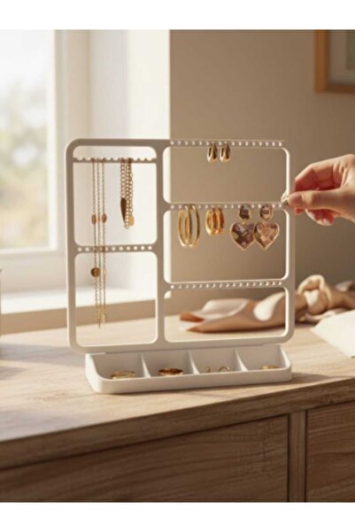 lucien vela Multi-Purpose White Jewelry Organizer - Earring, Necklace, and Ri...