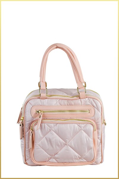 birizmoda Saly Women's Quilted Parachute Fabric Hand and Shoulder Bag - Powder
