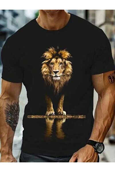23ERVA 1pc Womens Lion Animal Print TshirtCotton 180gsm.Printed Tee.Unisex Cr...