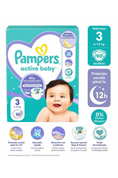 Generic Brand Scutece Pampers Active Baby, Mărimea 3, 6–10 kg, 90 bucăți