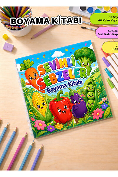 metafortoys كتاب تلوين الخضروات اللطيفة - 21x20 سم I 40 صورة I للأطفال والكبار