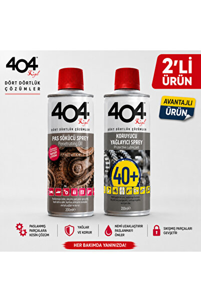 YANARLAR 404 Koruyucu Yağlayıcı Sprey + Pas Sökücü Sprey 200 ml 2’li Bakım Seti