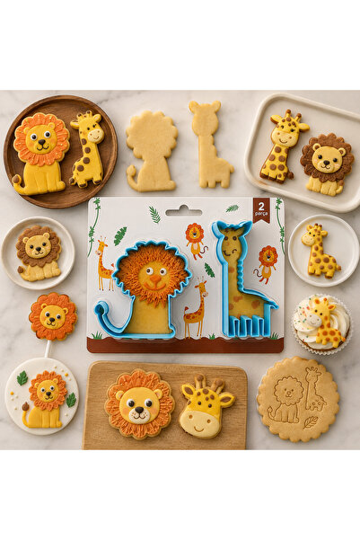pratikpastacılık 2 Piece Animal Figure Cookie-Ceramic Mold Set