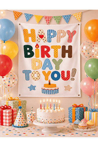 Big Party Cloth Banner Happy Birthday to You with Cake 100*150