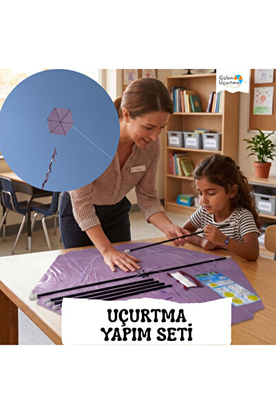 GÜLEN UÇURTMA Naylon Altıgen Uçurtma Yapım Seti / Plastik Çıtalı