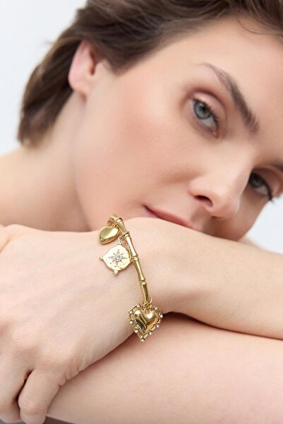 KADRİYE BAŞTÜRK Love Charm Bracelet Gold
