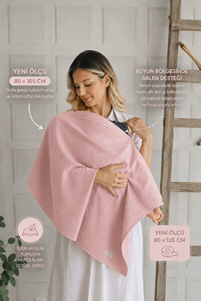 Pedimu Muslin Underwire Dusty Rose Color Nursing Apron 80X105 cm – 100% Cotto...