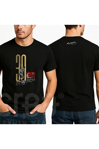 Crea Eymer Wear Tricou cu imprimeu cu sclipici auriu Ataturk 30 august - Tric...