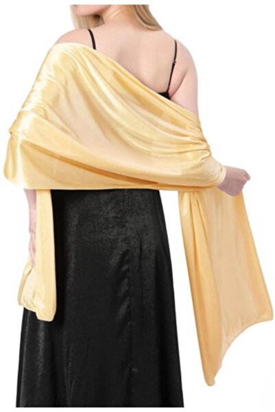 STARSTAR Women's satin shawl apricot pink 65x220cm elegant evening/party.