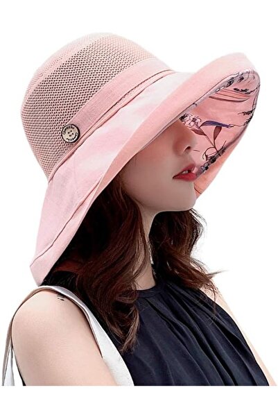 STARSTAR Summer mesh cap wide brim UV adjustable chin strap beach.