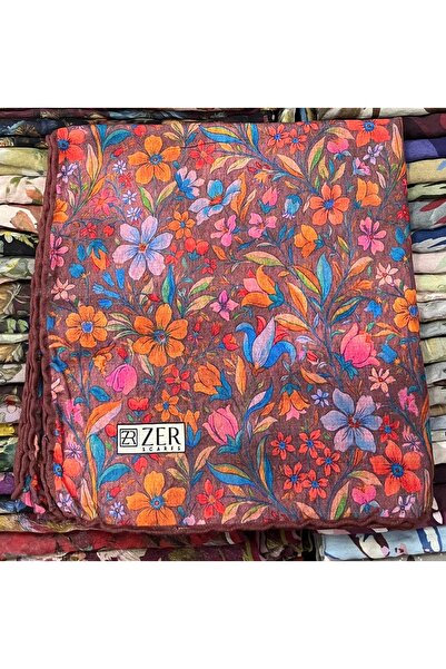 Gül Eşarp Zer Organic Cotton Scarf with Floral Pattern