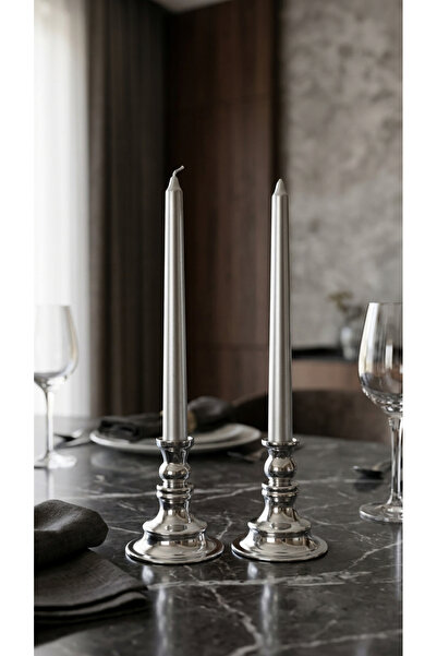 Decodelight Metal Krom Renkli İkili Metal Mumluk Modelleri