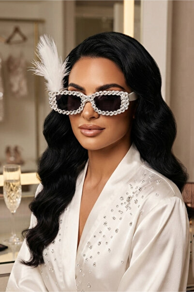 bb bridal boutique Bridal Glasses with Stones and Feathers, Birthday Glasses,...