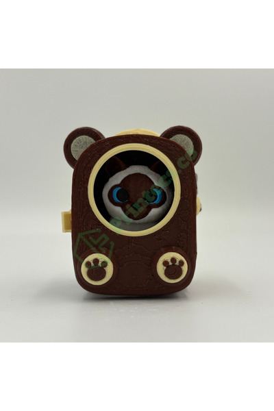 printecs.co Brown Teddy Bear Cat Bag Keychain, Siamese Cat Figure with Removable Blue Eyes